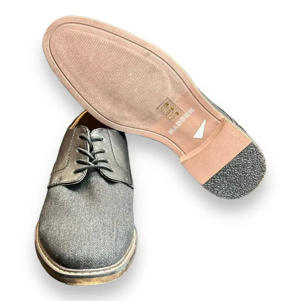 Madden Mens M-Dynamo Oxford Shoes‎ Black Denim Lace Up Round Toe Size 9